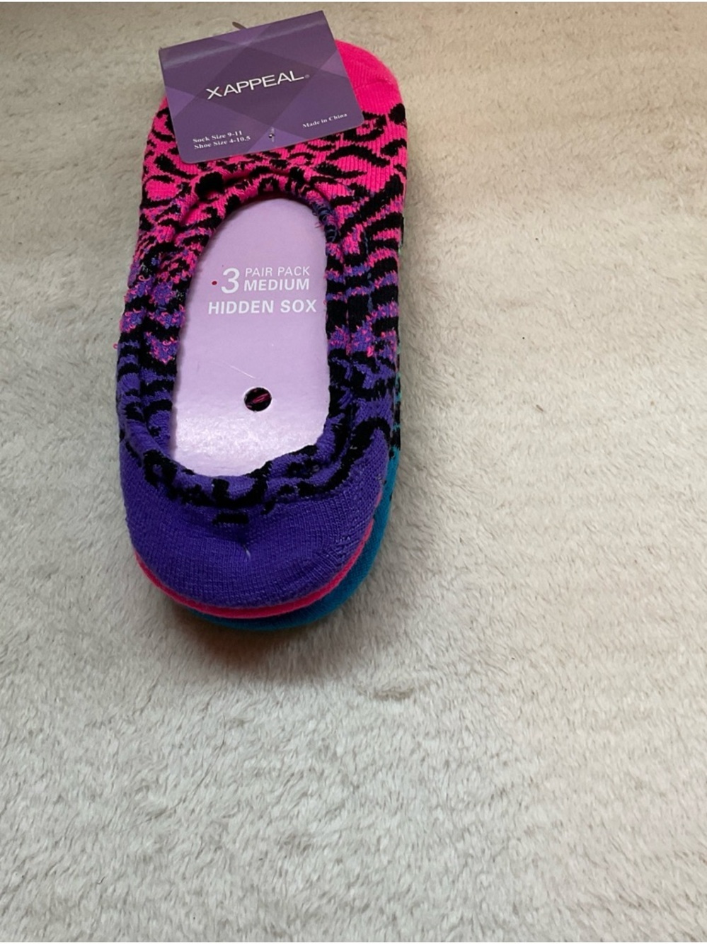 Xappeal Women's Low-Cut Leopard No-Show Socks - Pink, Purple & Teal (3-Pack)